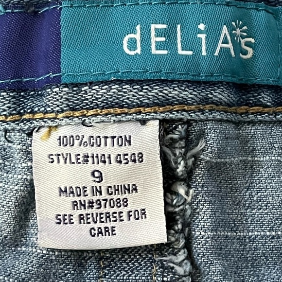 Delias Distressed embroidered Denim Skirt Size 9 Juniors Vintage - Picture 9 of 12